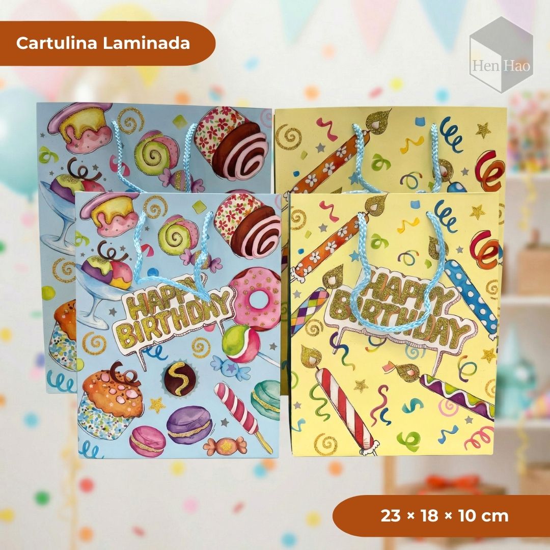 Set de 12 bolsas de regalo para cumpleaños 23*18*10cm