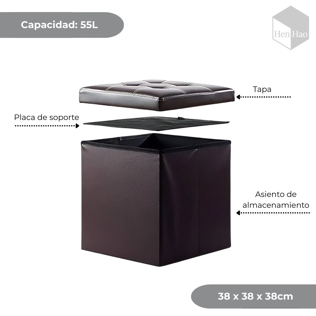 Taburete Puff de Almacenamiento Plegable 55L