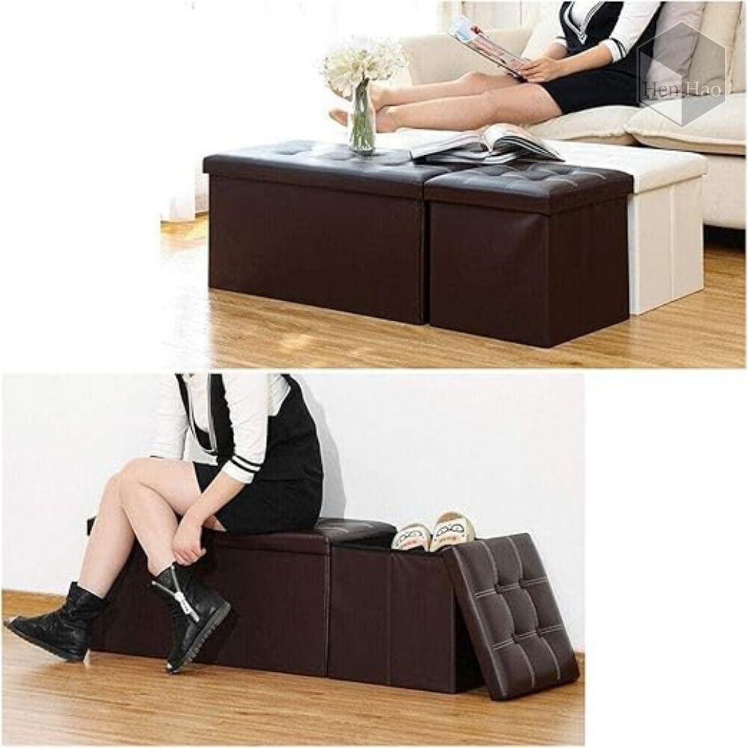 Taburete Puff de Almacenamiento Plegable 55L
