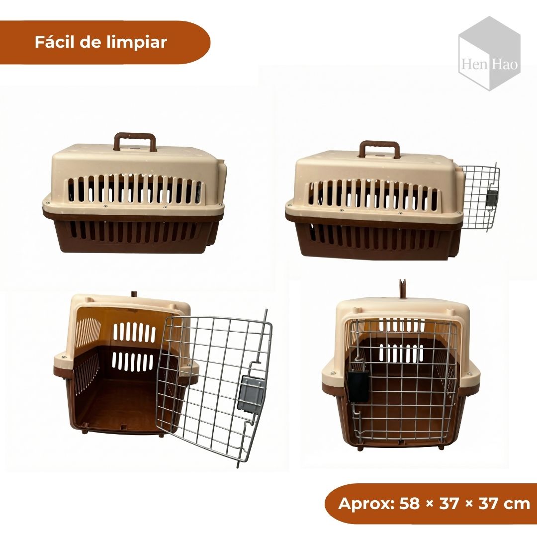 Transportadora con rejilla metálica para perros y gatos