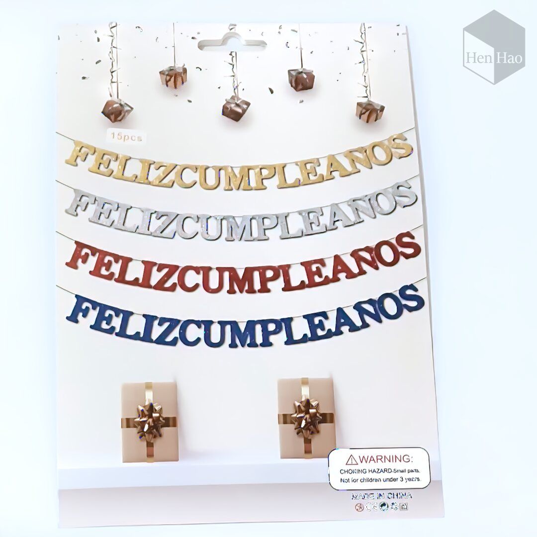 Guirnalda "Feliz Cumpleaños" de cartón glitter