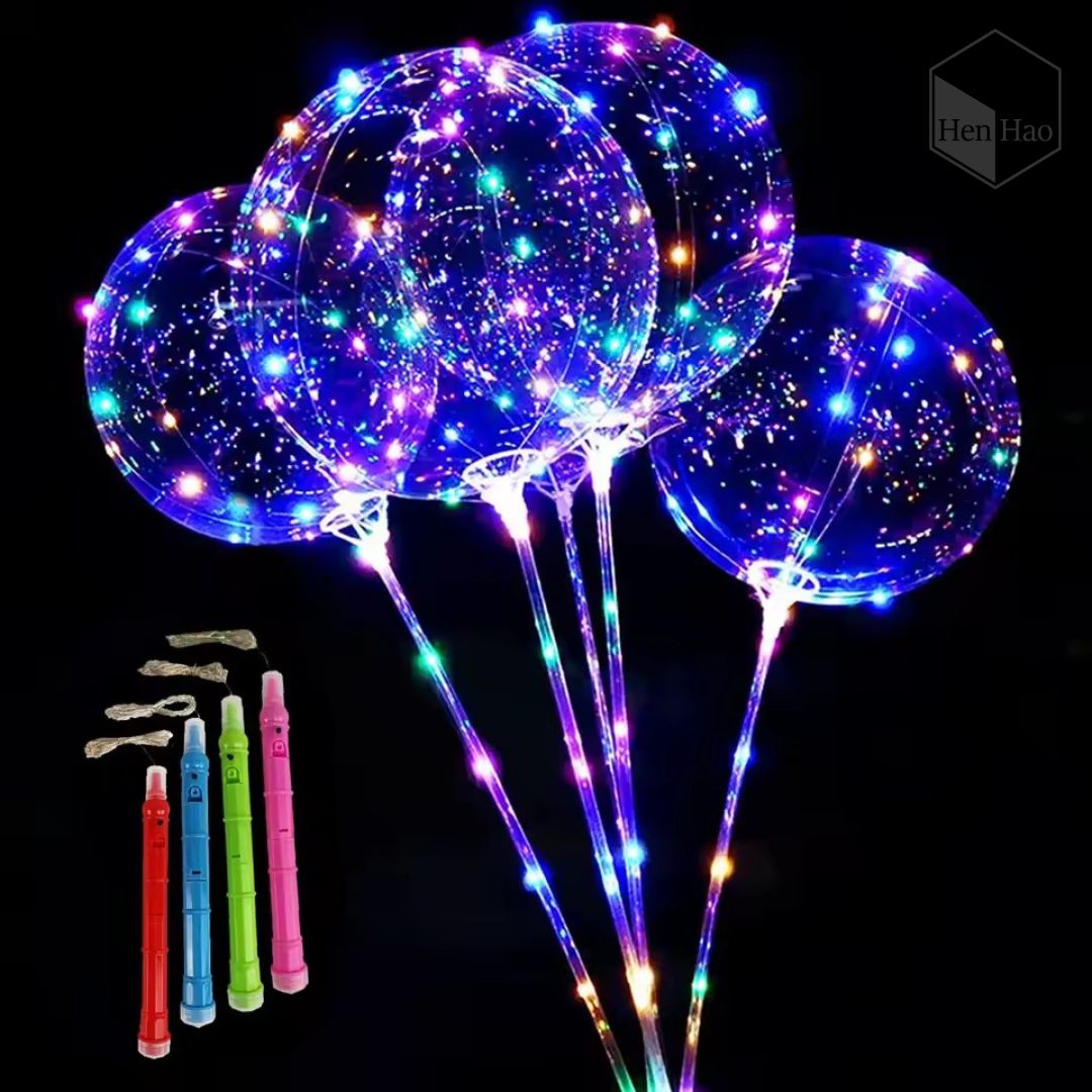 Globo LED de látex transparente con varilla y luces brillantes