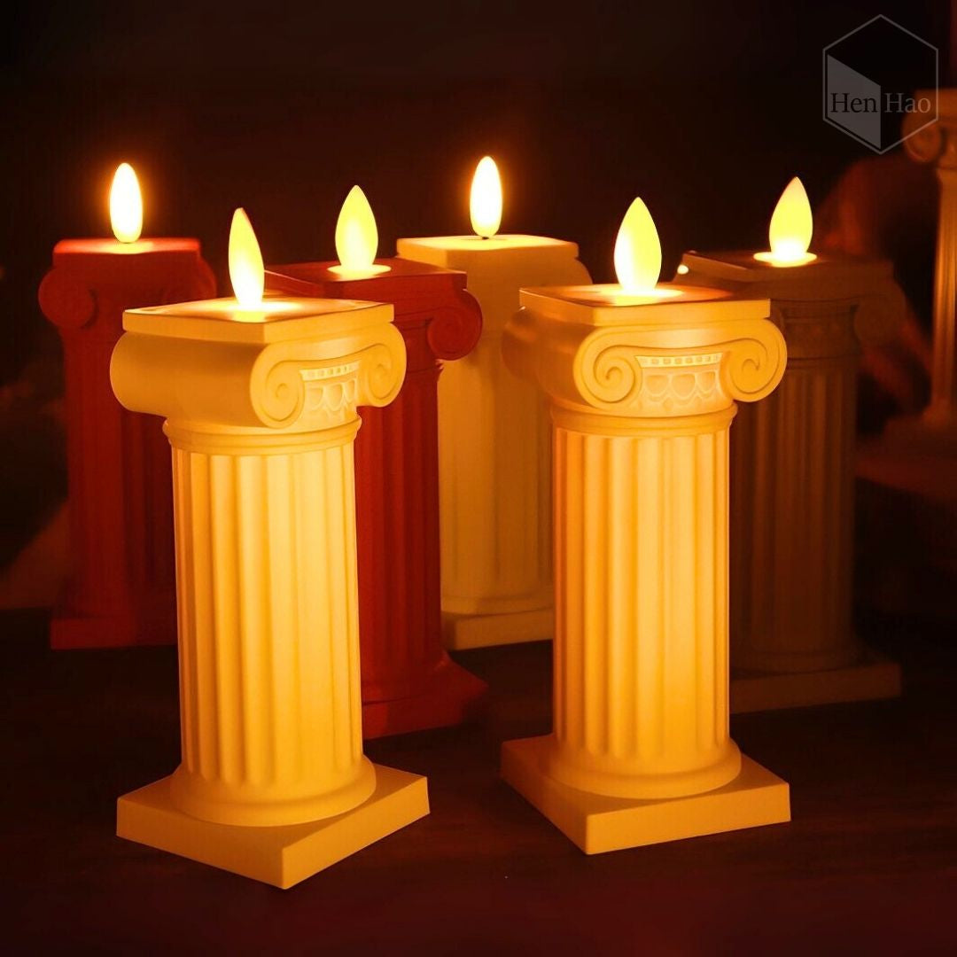 Vela LED Decorativa en Forma de Columna Romana