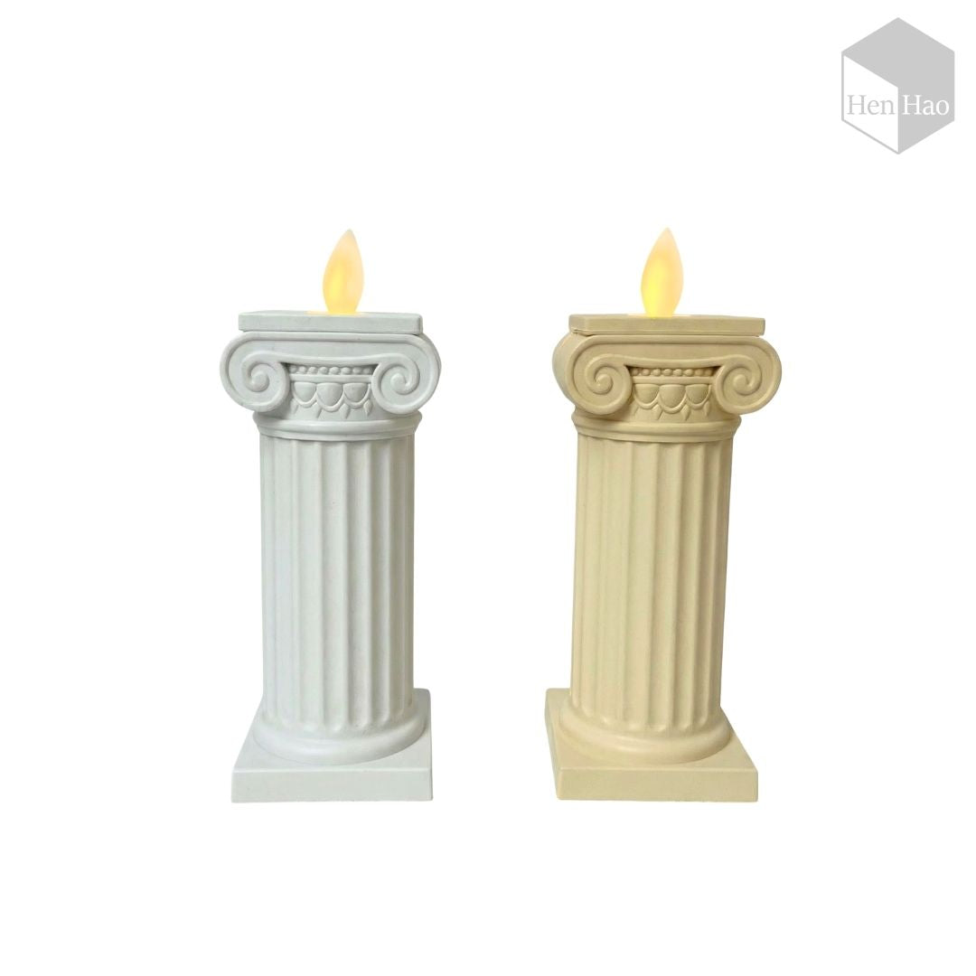 Vela LED Decorativa en Forma de Columna Romana