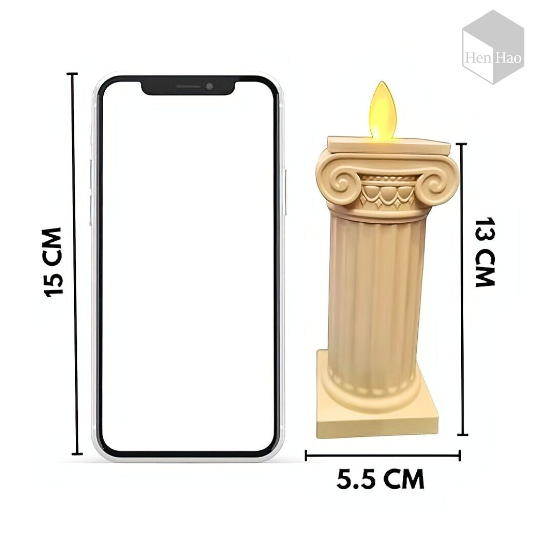 Vela LED Decorativa en Forma de Columna Romana