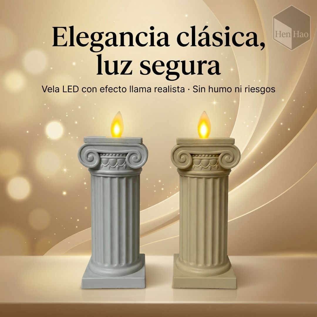 Vela LED Decorativa en Forma de Columna Romana