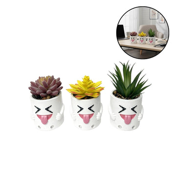 Maceta decorativa con suculenta artificial