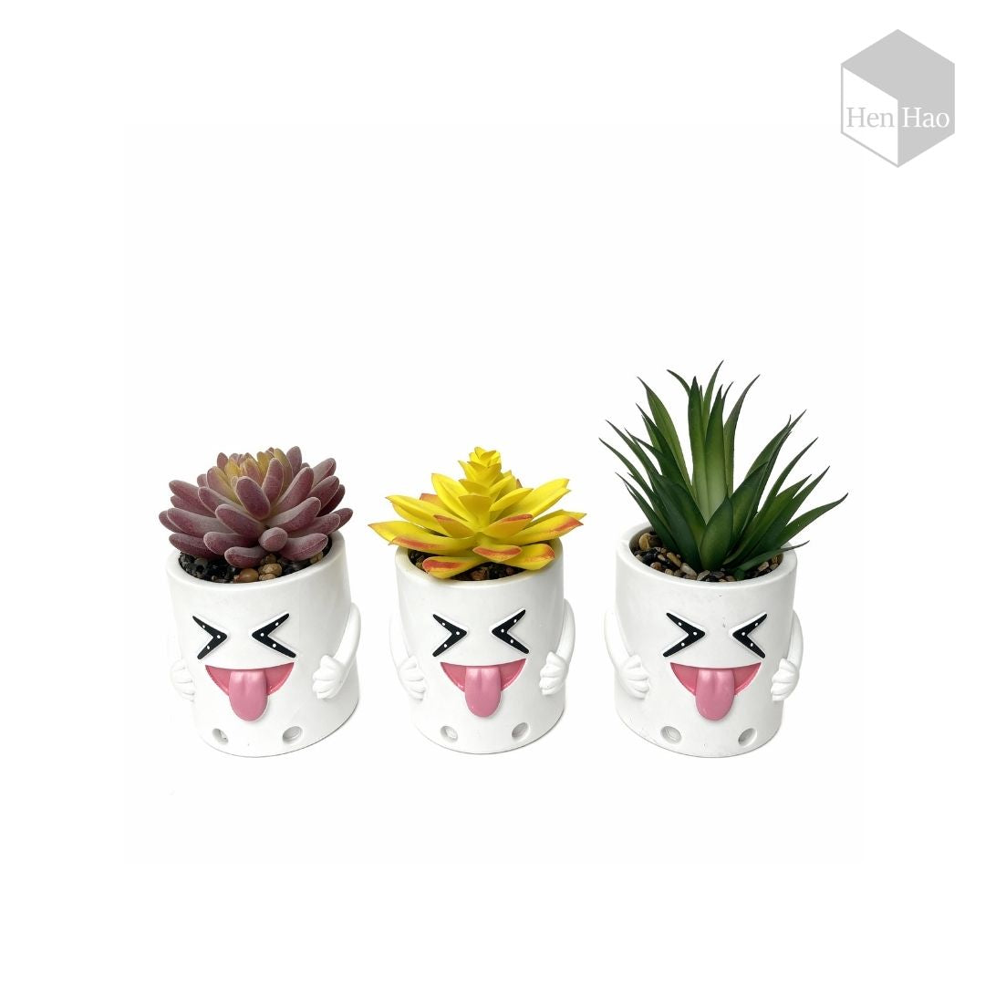 Maceta decorativa con suculenta artificial