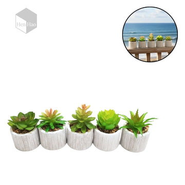 6 Mini maceta de cemento con suculenta artificial