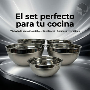 Set de bowls de acero inoxidable 7 piezas