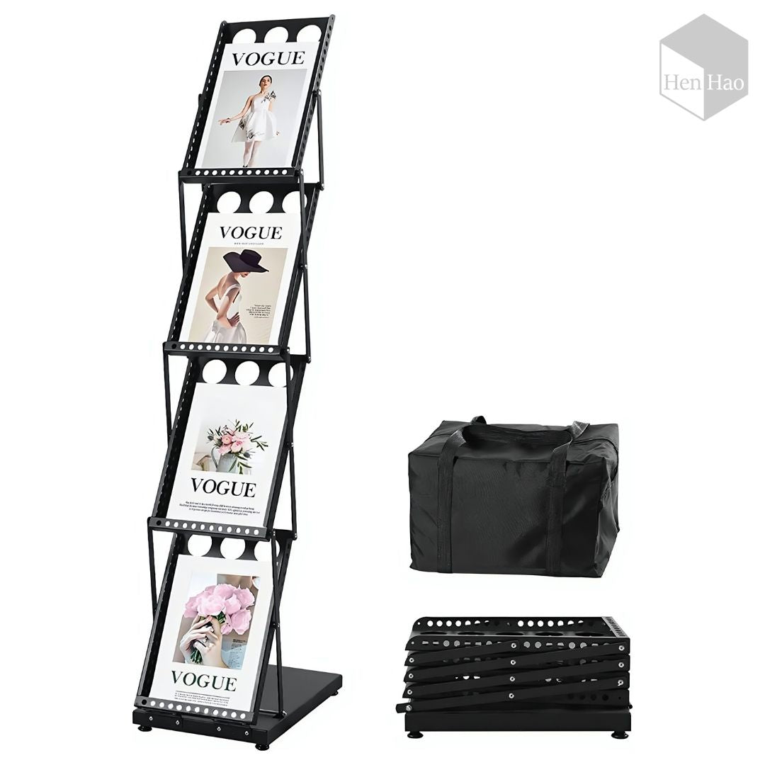 Expositor plegable metálico para revistas y catálogos tamaño A4