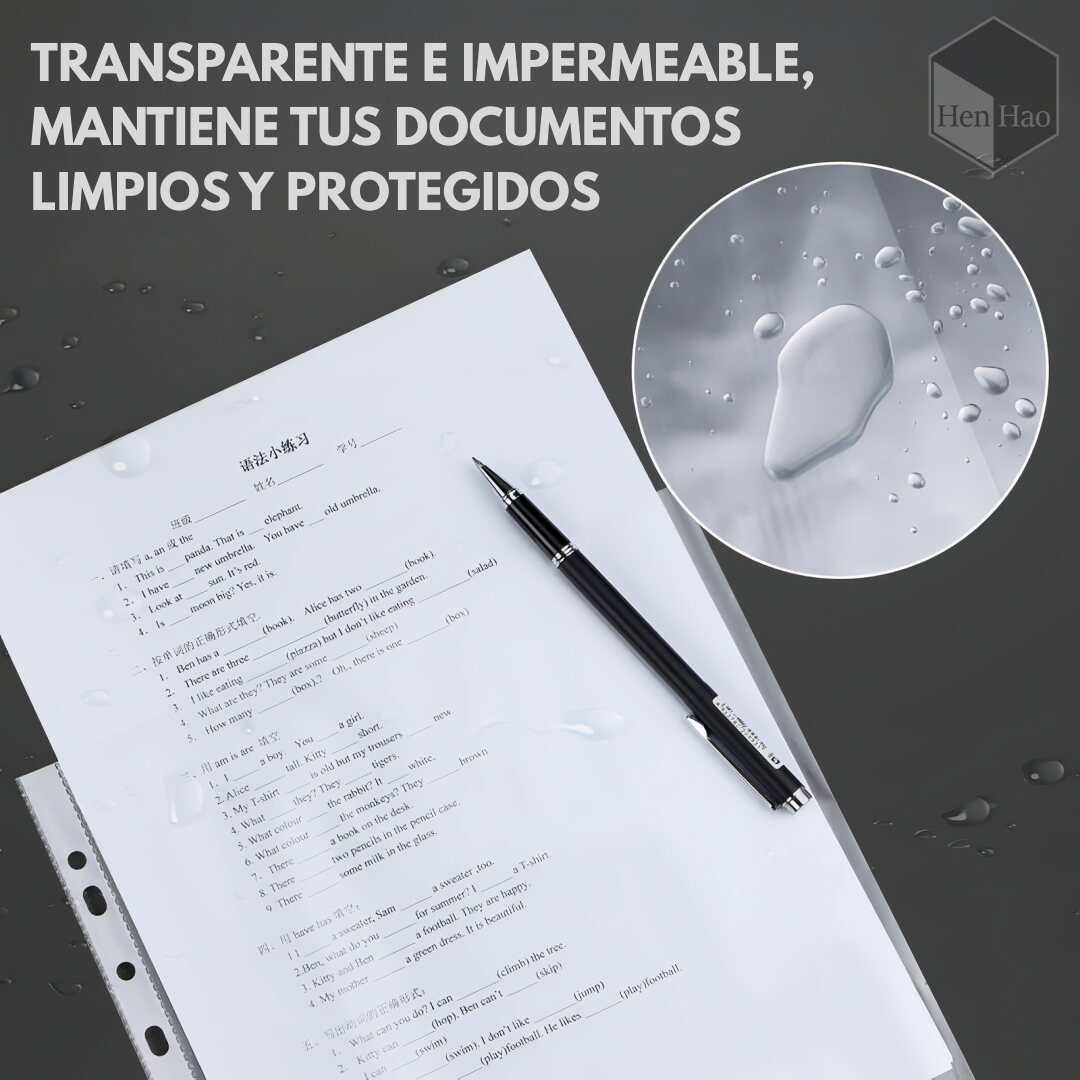 100 Fundas porta-papel A4 transparentes