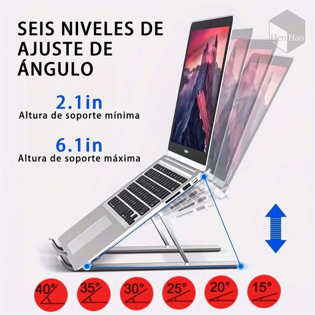 Soporte plegable ajustable de aluminio para laptop