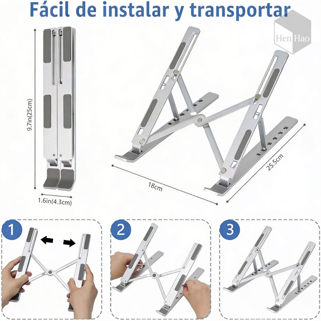 Soporte plegable ajustable de aluminio para laptop