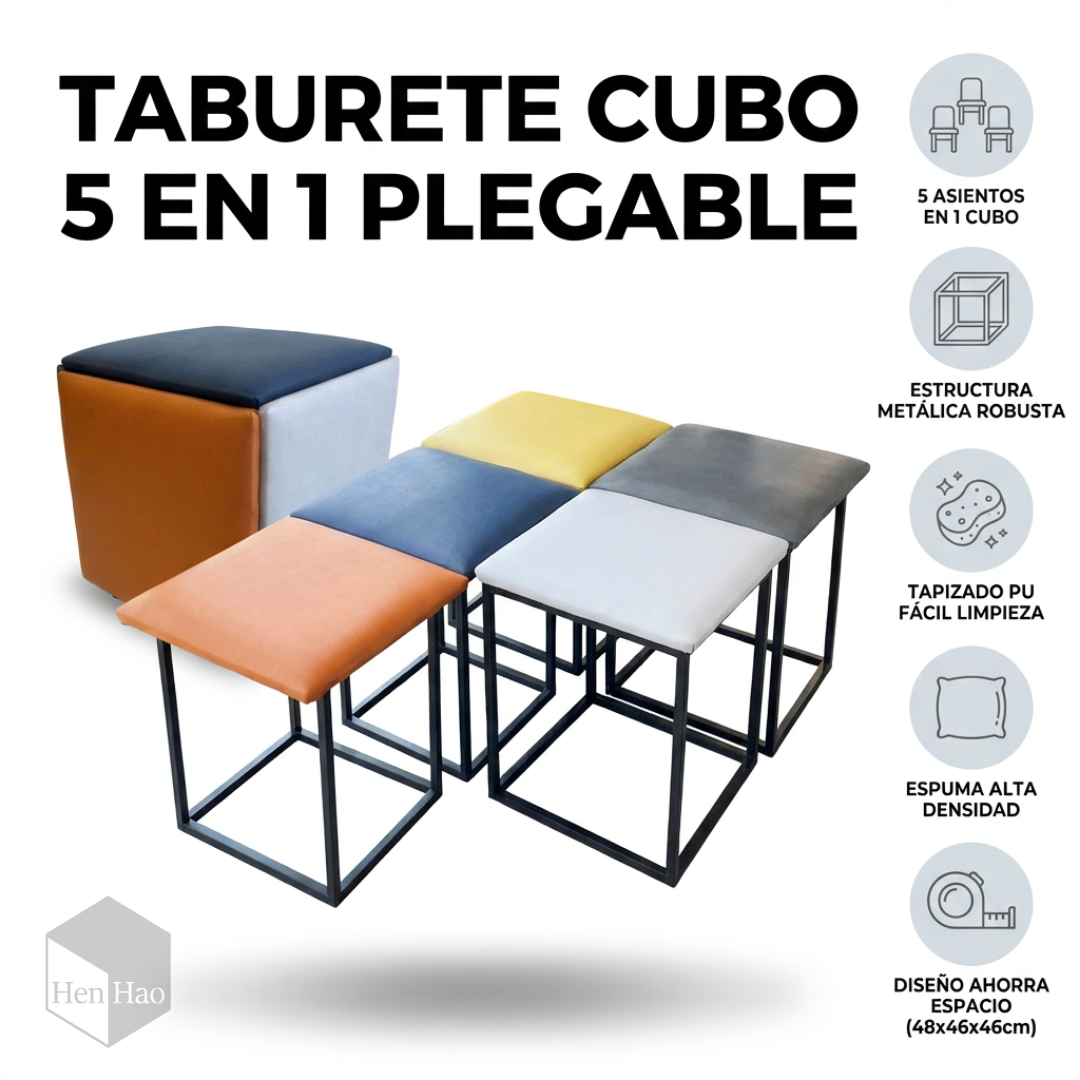 Taburete grande 5 en 1 plegable multifuncional