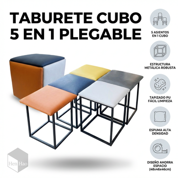 Taburete grande 5 en 1 plegable multifuncional