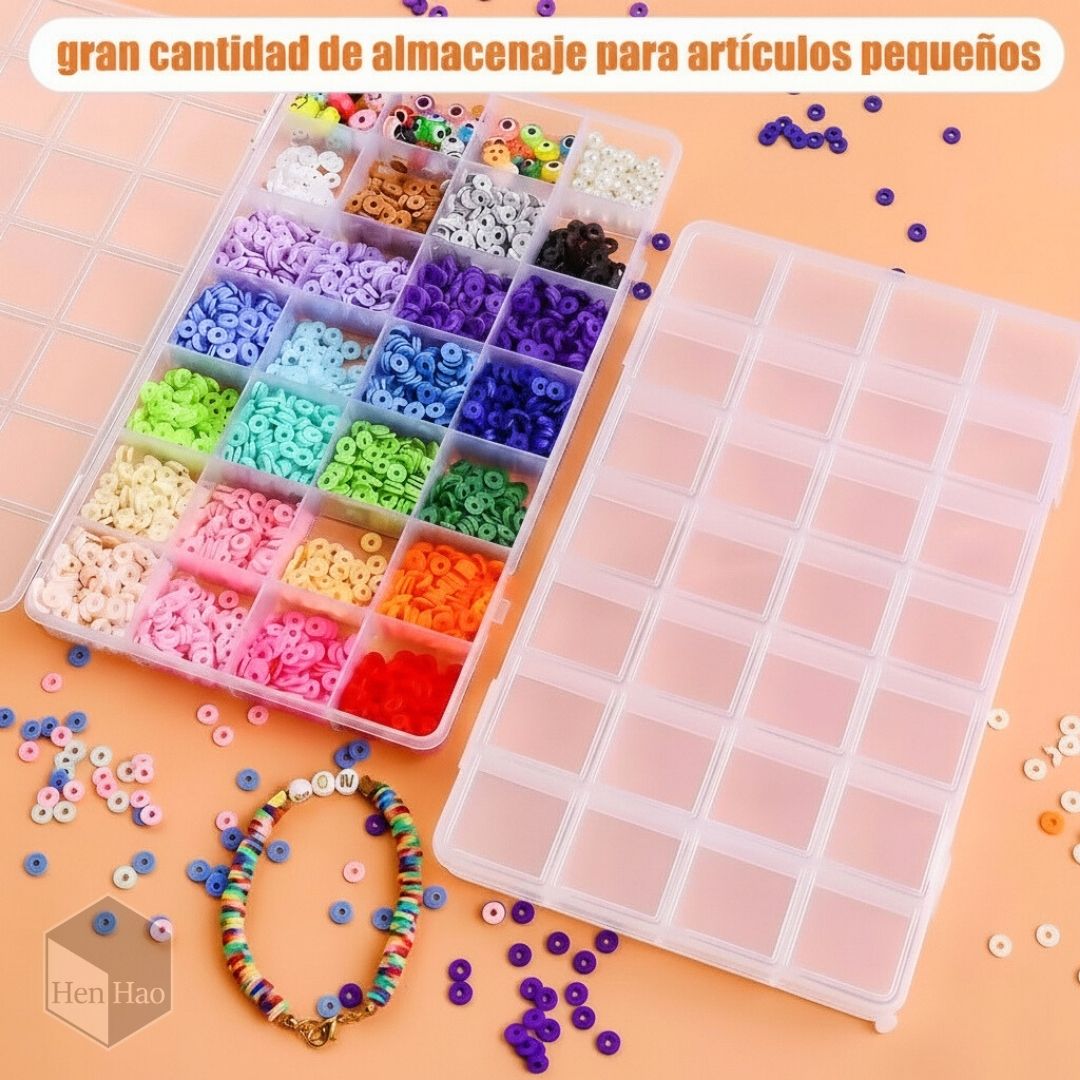 Caja organizadora de plástico con 28 compartimentos