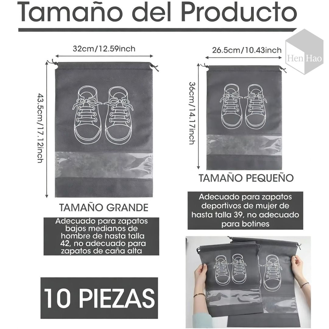 Set de 10 bolsas organizadoras para zapatos 36 × 26.5 cm