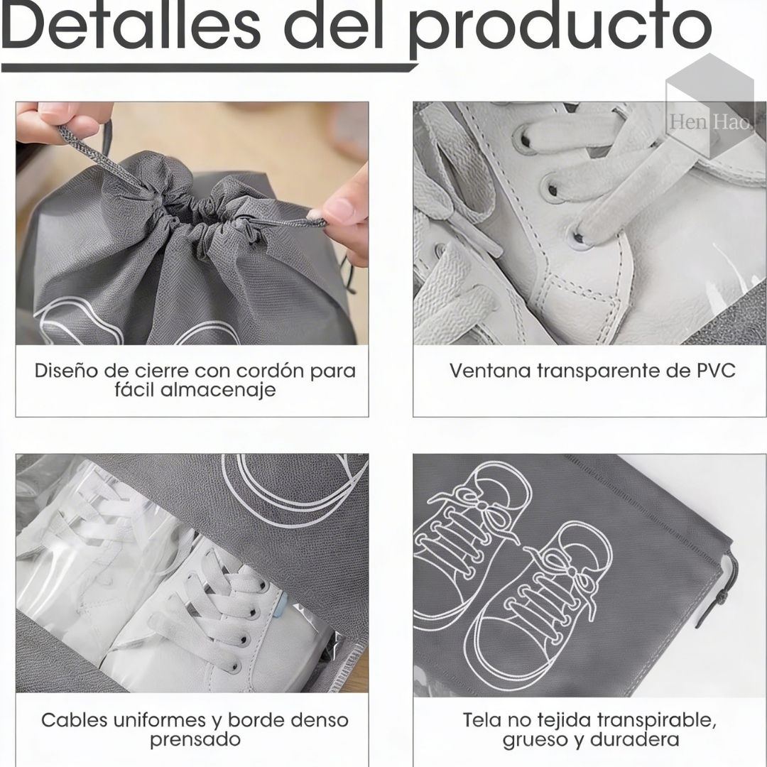 Set de 10 bolsas organizadoras para zapatos 36 × 26.5 cm