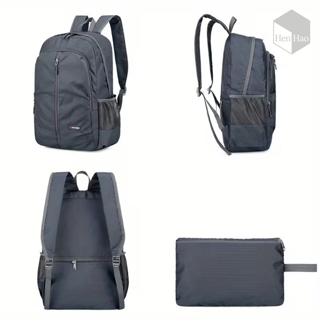 Mochila plegable de nailon impermeable tipo cartuchera