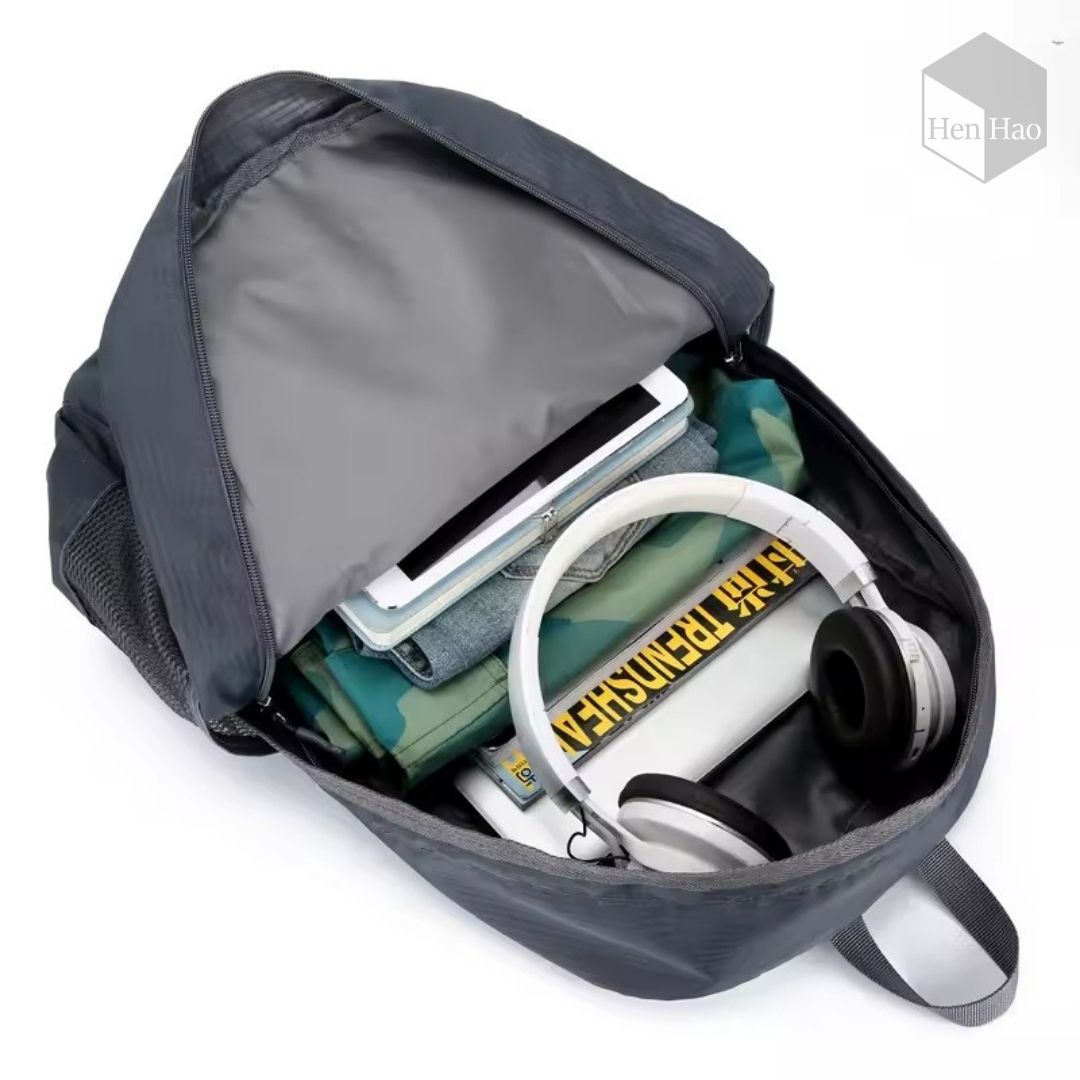 Mochila plegable de nailon impermeable tipo cartuchera