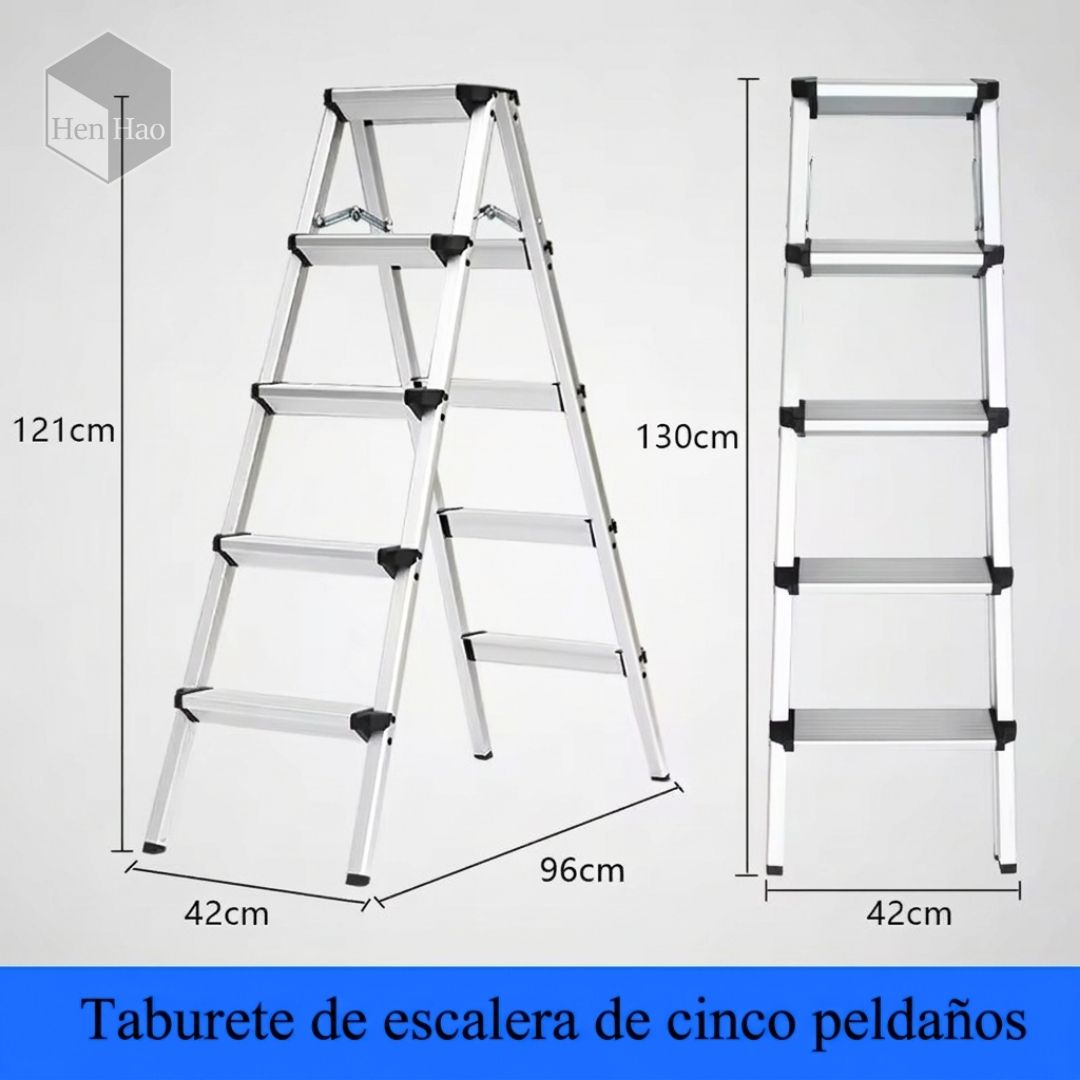 Taburete escalera plegable de aluminio 5 peldaños resistente