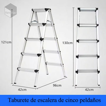 Taburete escalera plegable de aluminio 5 peldaños resistente