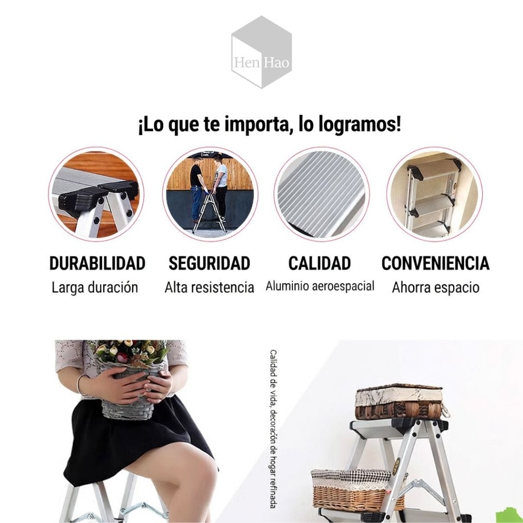 Taburete escalera plegable de aluminio 5 peldaños resistente