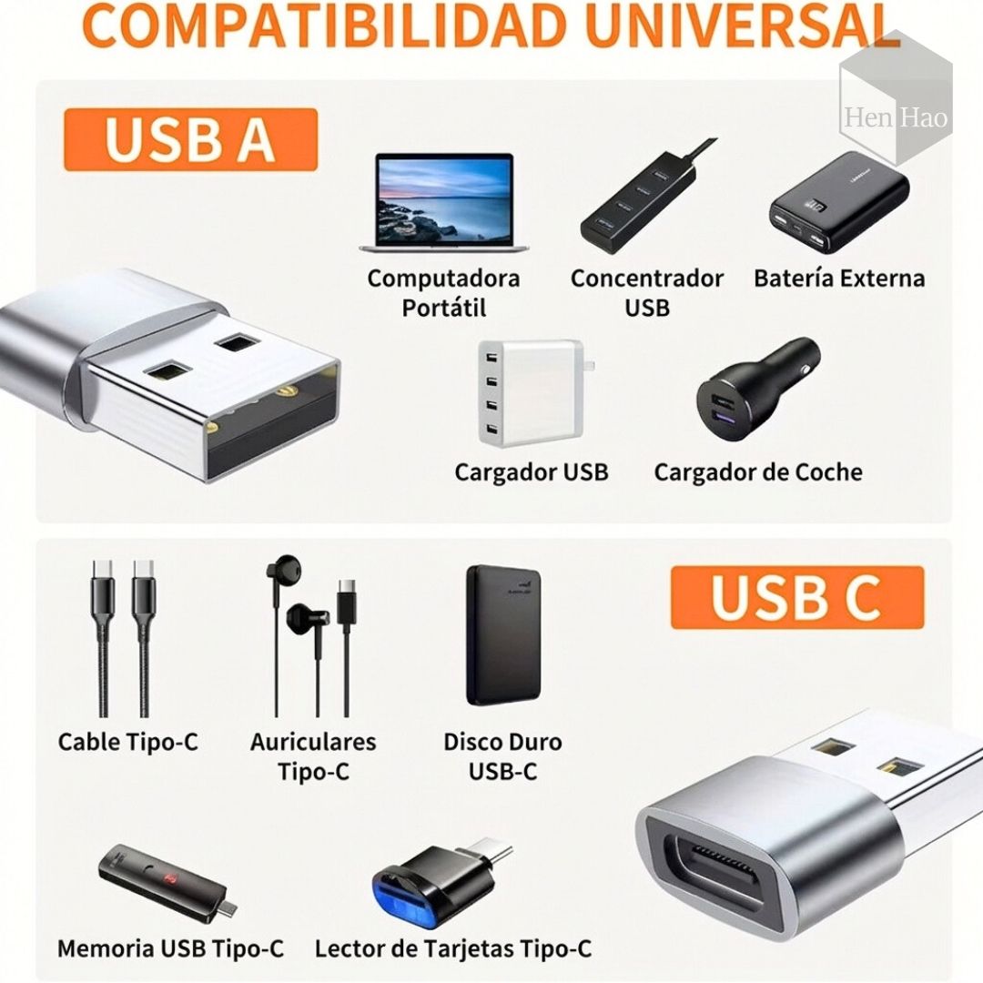 Adaptador USB-A a USB-C metálico