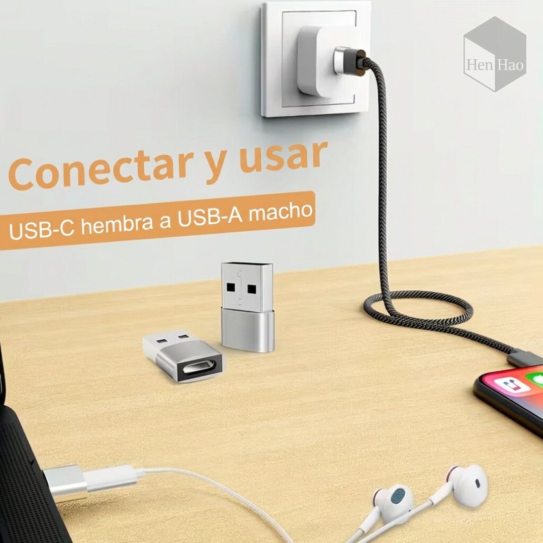 Adaptador USB-A a USB-C metálico