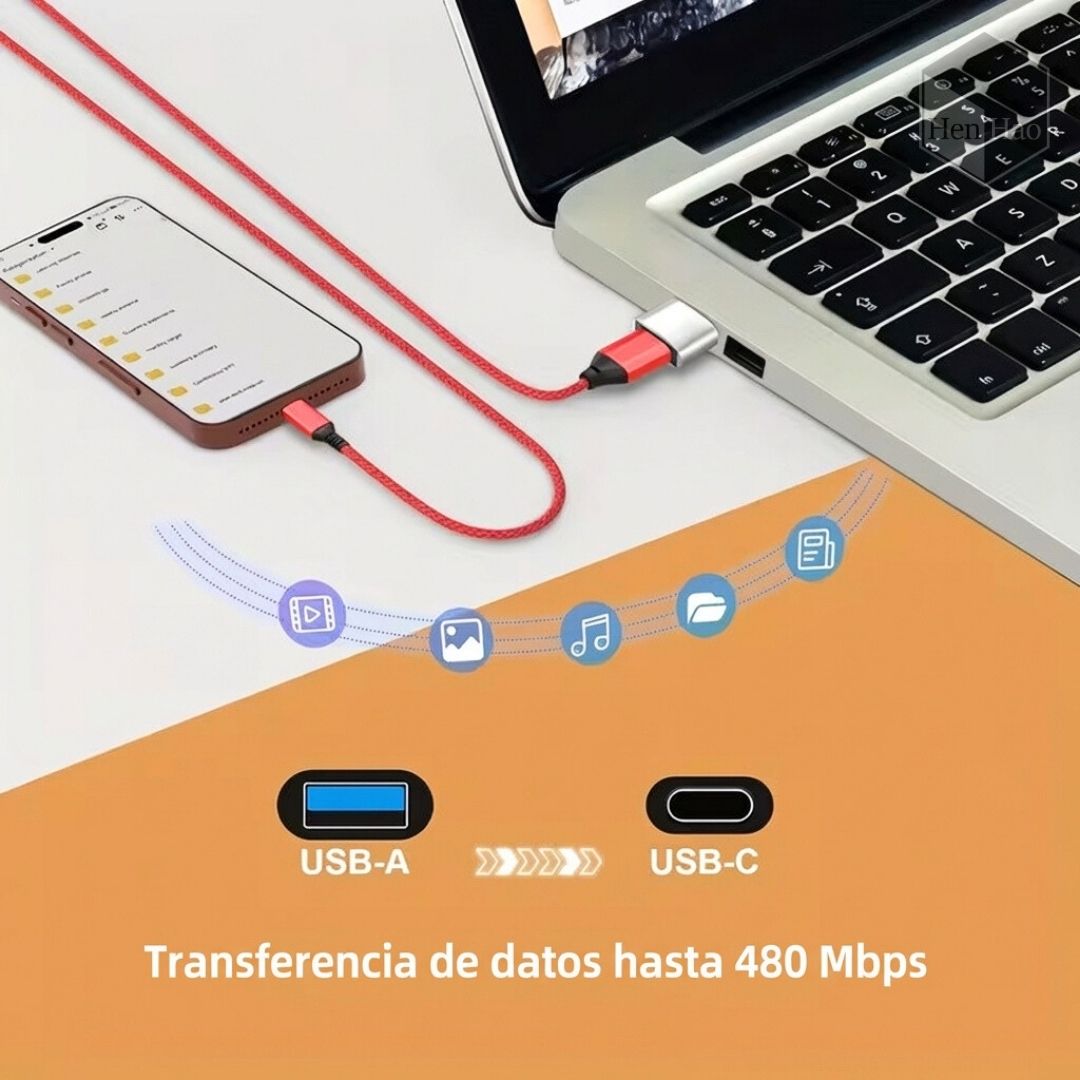 Adaptador USB-A a USB-C metálico
