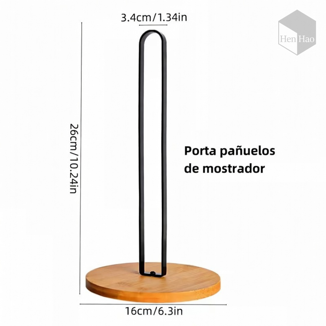 Soporte de papel toalla con base de bambú