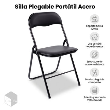 Silla plegable de PVC con estructura metálica reforzada
