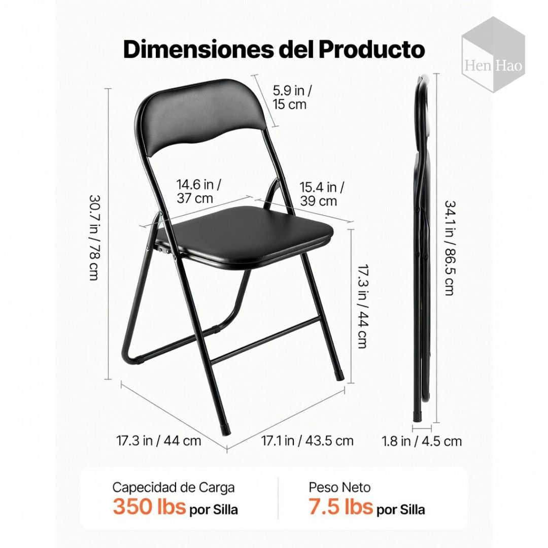 Silla plegable de PVC con estructura metálica reforzada