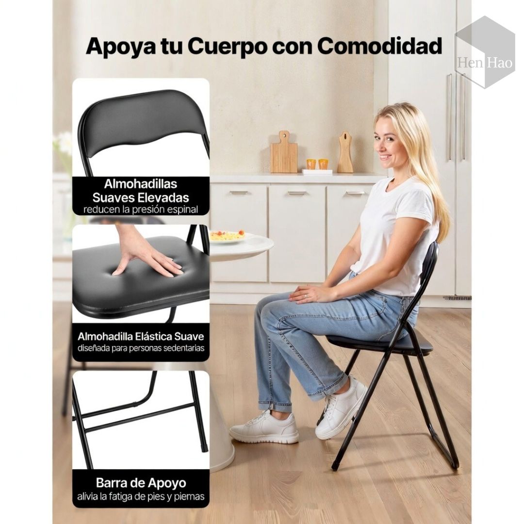 Silla plegable de PVC con estructura metálica reforzada
