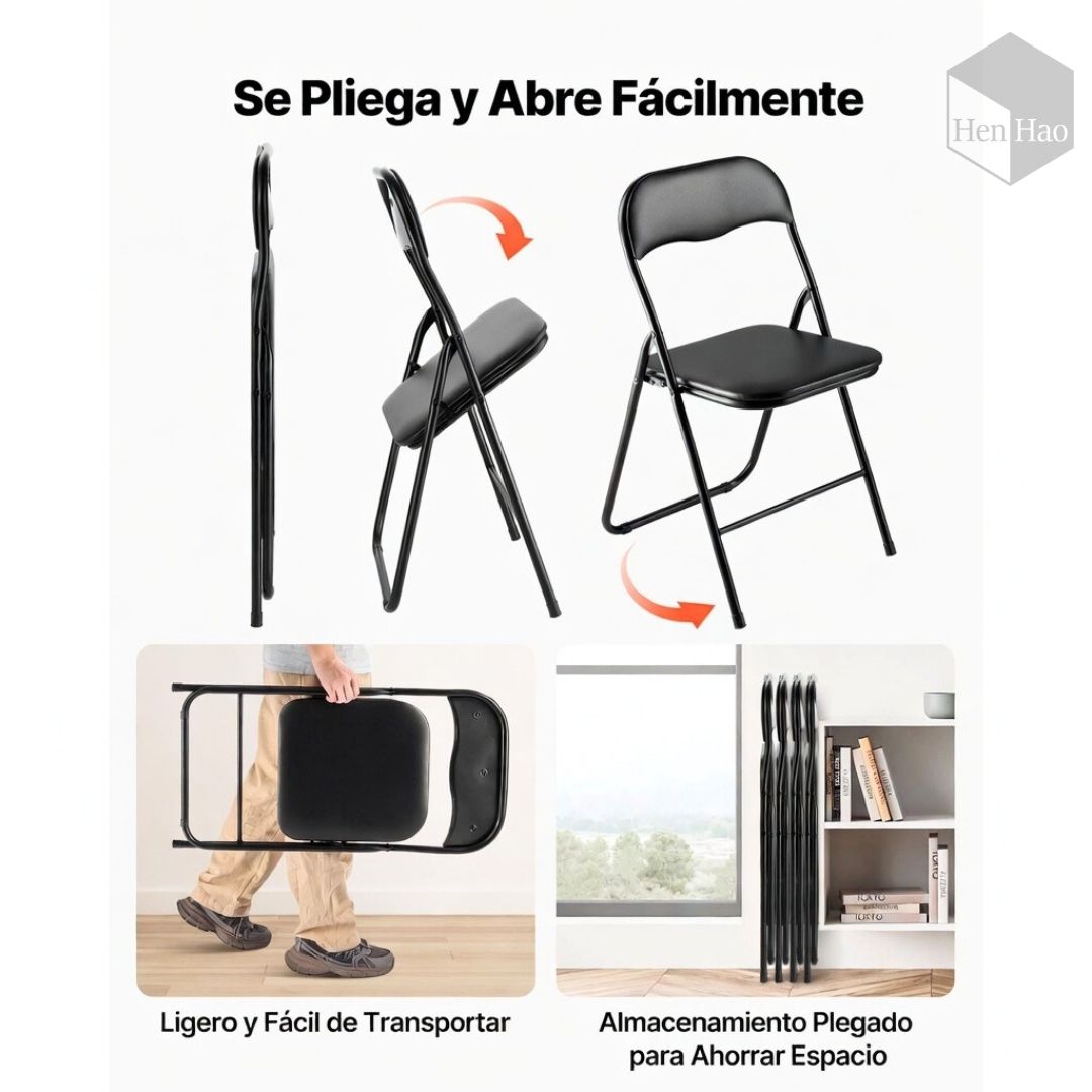 Silla plegable de PVC con estructura metálica reforzada
