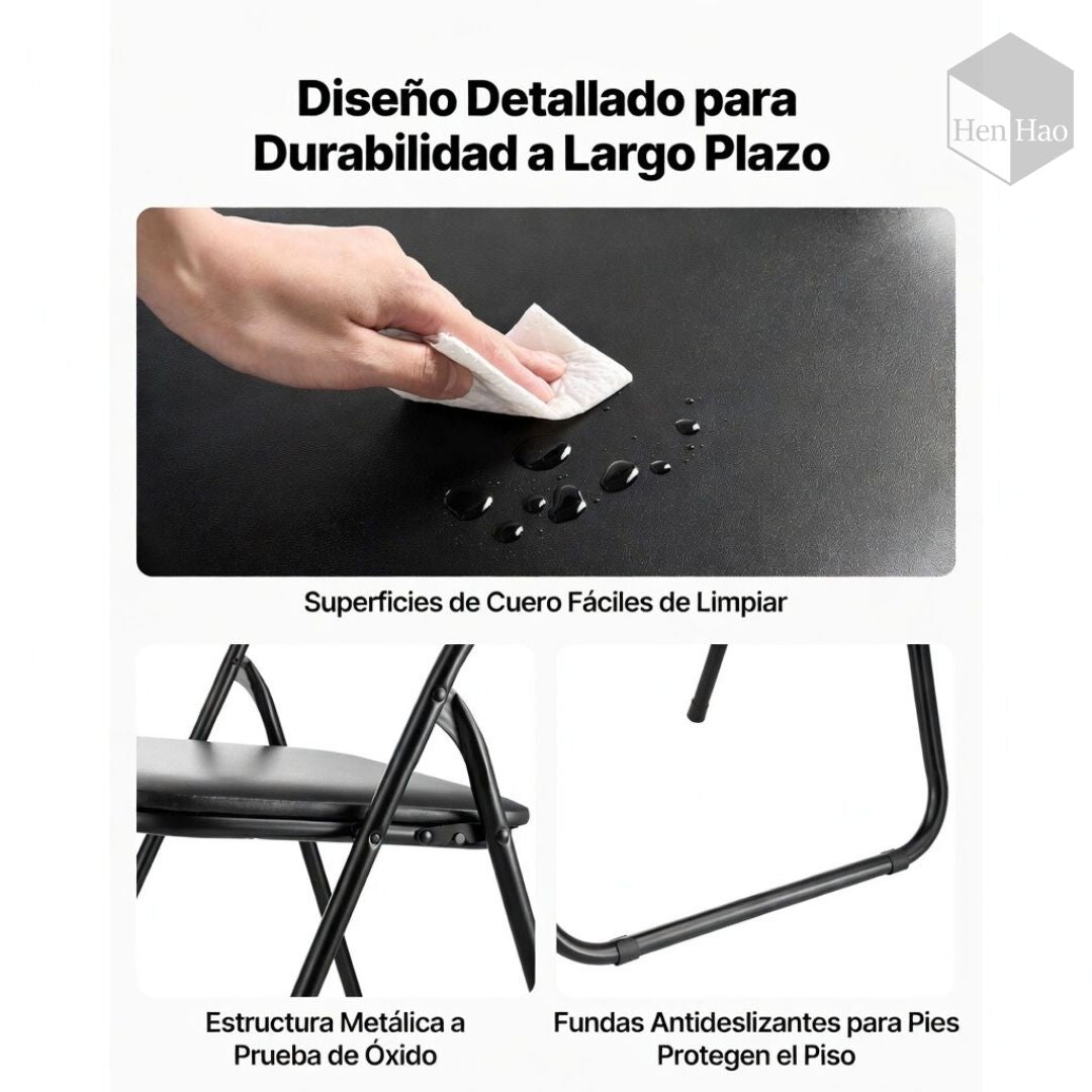 Silla plegable de PVC con estructura metálica reforzada