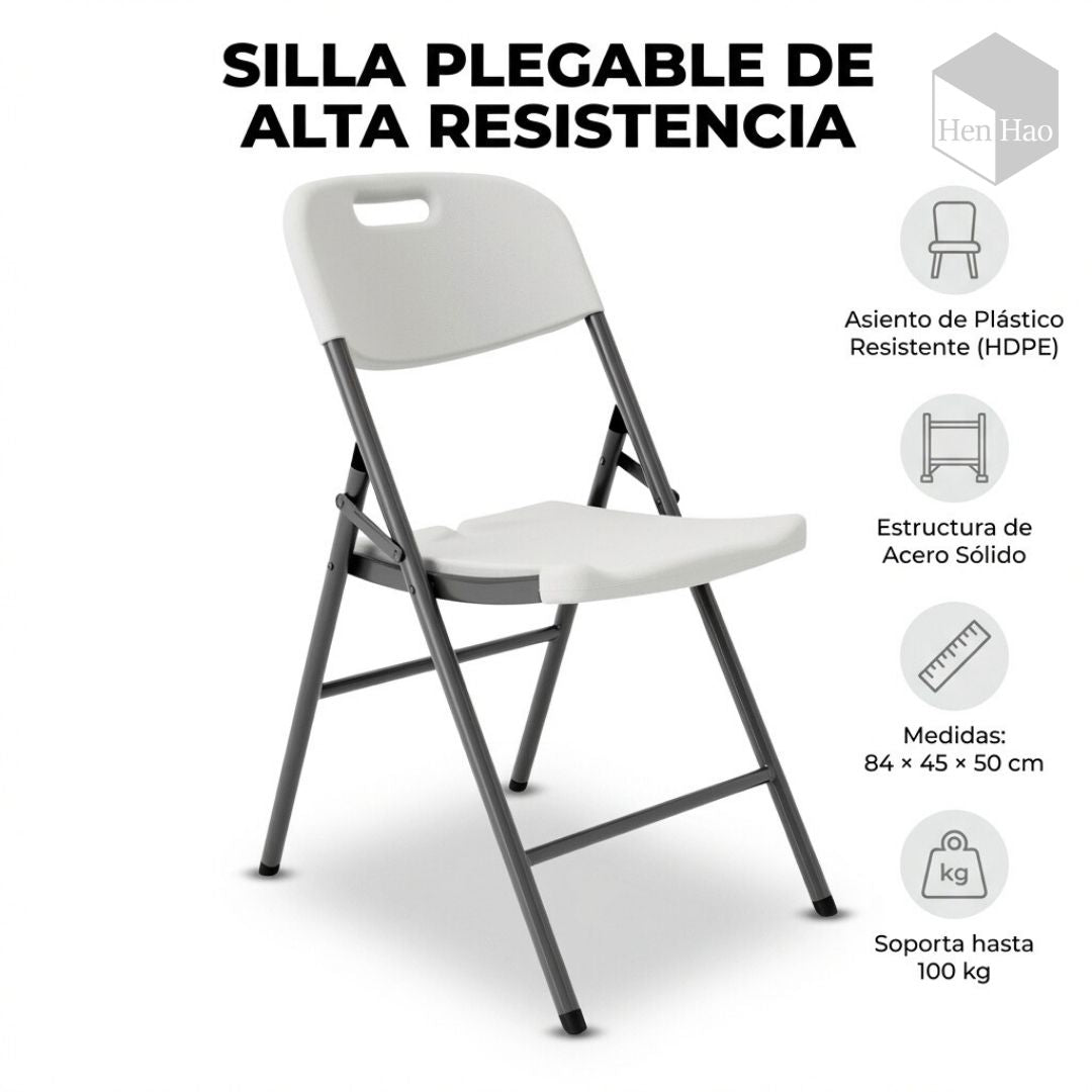 Silla plegable con estructura metálica reforzada