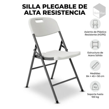 Silla plegable con estructura metálica reforzada