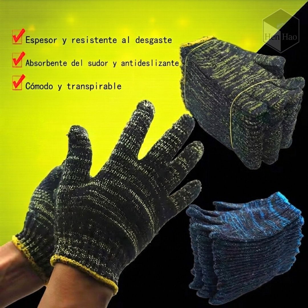 Set de 12 guantes de algodón industrial antideslizantes