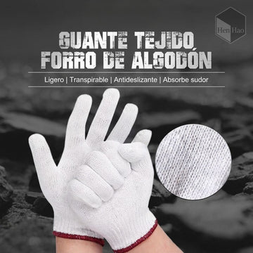 Set de 12 guantes de algodón industrial antideslizantes