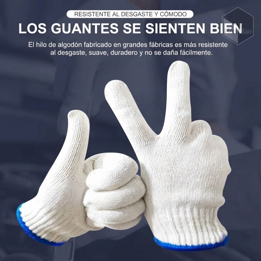Set de 12 guantes de algodón industrial antideslizantes