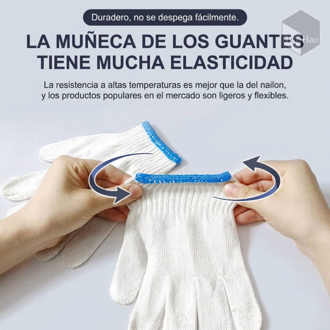 Set de 12 guantes de algodón industrial antideslizantes