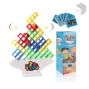 Juego de equilibrio y construcción con 32 bloques