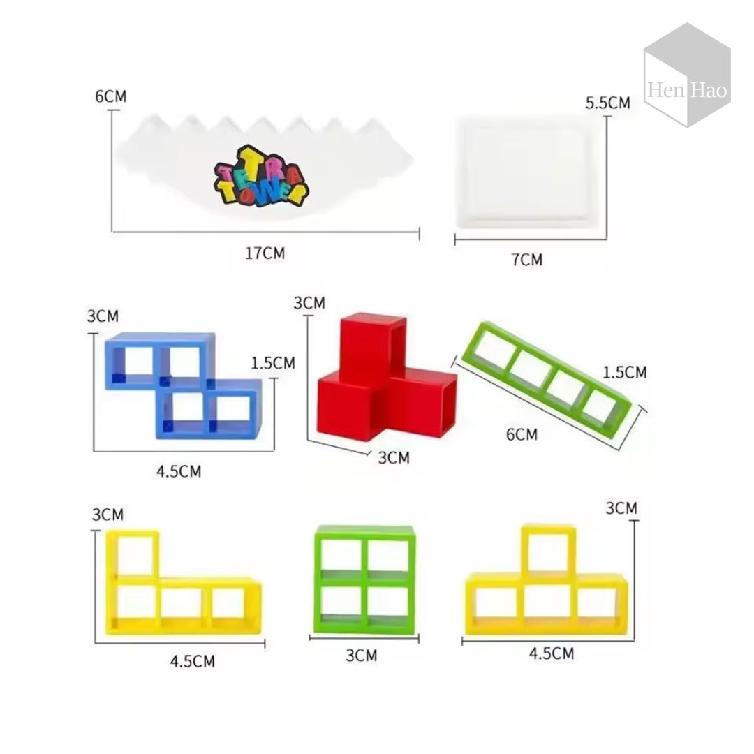 Juego de equilibrio y construcción con 32 bloques