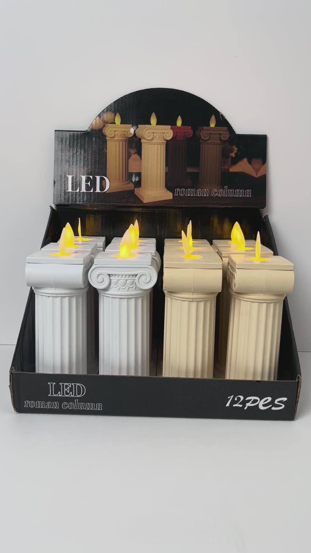Vela LED Decorativa en Forma de Columna Romana